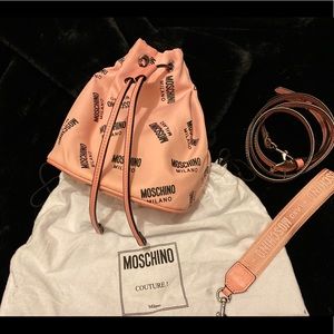 Cute bag. Pink Nylon fabric print Moschino
